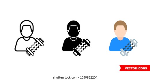 Charging icon of 3 types: color, black and white, outline. Isolated vector sign symbol.