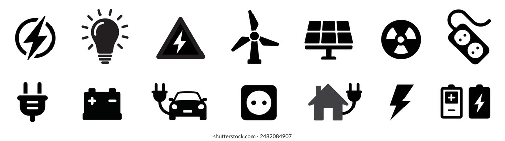 Charging icon collection. Duotone color. Vector illustration. Containing wireless charging, charging station, electric car, lighting, electric socket, ev, charging, battery status, electricity.