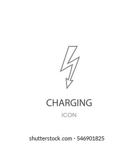 Charging icon on white background. Lightning icon vector.
