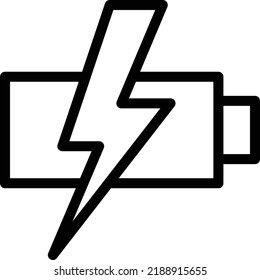 Charging Icon With Outline Style, Renewable Energy Sign And Symbol Isolated On White Background
