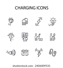 Juego de iconos de carga.vector.Curso editable.Signo de estilo lineal para usar diseño web,logotipo.Ilustración de símbolo.