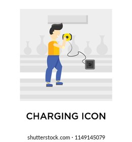 Charging icon vector isolated on white background for your web and mobile app design, Charging logo concept