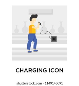 Charging icon vector isolated on white background for your web and mobile app design, Charging logo concept