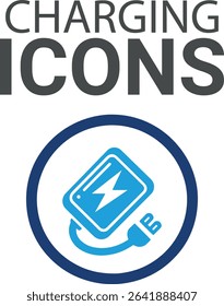 Charging icons, Line art vector Containing Charge Battery Vector icons design