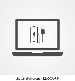 Charging laptop vector icon sign symbol