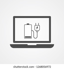 Charging laptop vector icon sign symbol