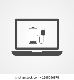 Charging laptop vector icon sign symbol