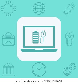 Charging laptop vector icon sign symbol