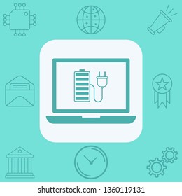 Charging laptop vector icon sign symbol