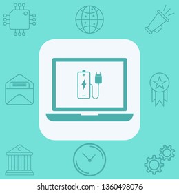 Charging laptop vector icon sign symbol