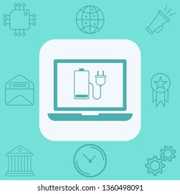 Charging laptop vector icon sign symbol