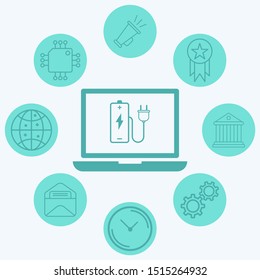 Charging laptop vector icon sign symbol