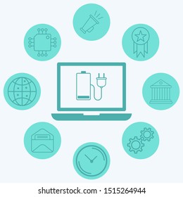 Charging laptop vector icon sign symbol