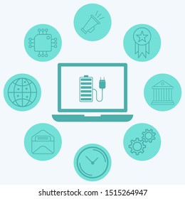 Charging laptop vector icon sign symbol