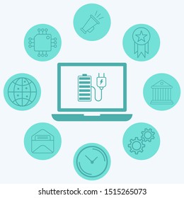 Charging laptop vector icon sign symbol