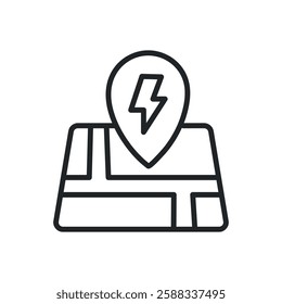 Charging location thin line icons. Perfect pixel on transparent background
