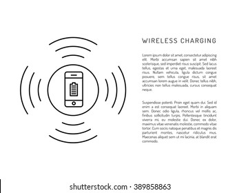 Charging mobile phones. Wireless charging phones outline. Wireless battery charge. Charging smart phones