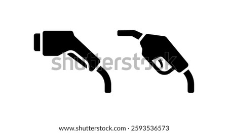 Charging nozzle and petrol pump nozzle icon isolated on white background.