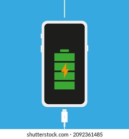 Charging for the phone battery. Vector graphics in a flat style