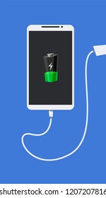 Charging phone. Flat design.Indicators.The newest phones.