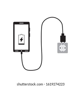 Charging phone icon - black and white design charging phone sign.