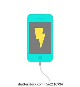 Charging phone. Vector hand drawn illustration.