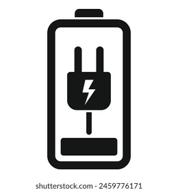 Icono de la batería del enchufe de carga Vector simple. Alcalino eléctrico. Estado de recarga bancaria