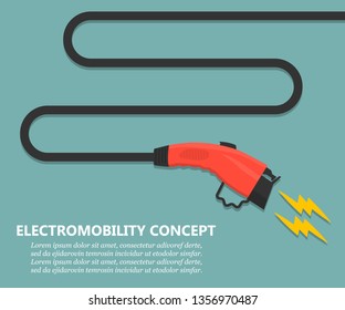 Charging plug for electric car charging station in a flat design