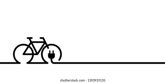 Charging point cable battery station for an electric ebike e bike. Bicycle plug line pattern seamless Vector sport sign icon symbol Sportswear silhouette cyclist riding. City e-bike