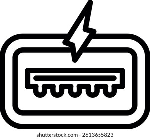Charging Port Line Vector Icon Design