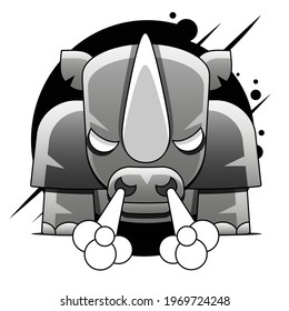 Charging Rhino character idea for child and kid printable stuff and t shirt, greeting card, nursery wall art, postcard