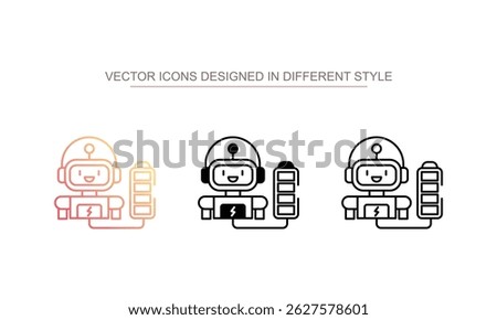 Charging Robot icon design with white background stock illustration