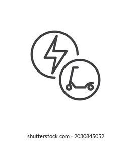 Cargando el icono de la línea de la motocicleta. signo de estilo lineal para concepto móvil y diseño web. Icono del vector de contorno de carga de la motocicleta eléctrica. Símbolo, ilustración del logotipo. Gráficos vectoriales