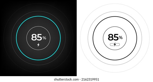 Charging screen 85% percent, screen cell phone display while charging battery