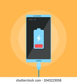 Charging smartphone vector illustration.flat design.
