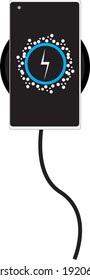 Charging smartphone with wireless  charging. Battery charging vector design.