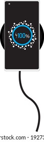 Charging smartphone with wireless  charging. Battery charging vector design.