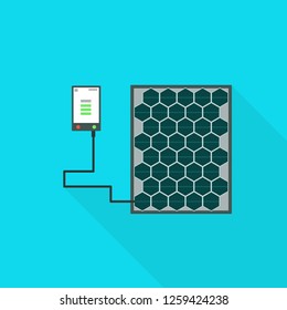 Charging solar cell icon. Flat illustration of charging solar cell vector icon for web design