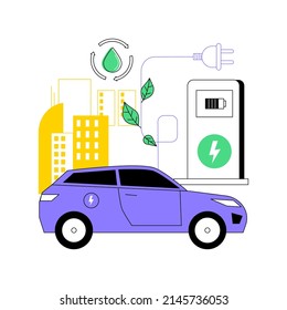 Charging station abstract concept vector illustration. Electric vehicle, recharging point, plug-in hybrids, alternative fuel, electrical outlet, battery capacity, power abstract metaphor.