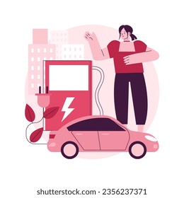 Charging station abstract concept vector illustration. Electric vehicle, recharging point, plug-in hybrids, alternative fuel, electrical outlet, battery capacity, power abstract metaphor.