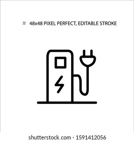 Charging station black line simple icon.Editable Stroke. 48x48 Pixel Perfect. 