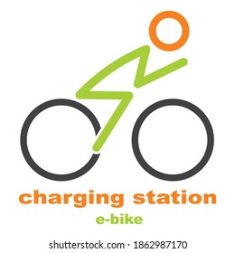 charging station, e-bike, color vector icon