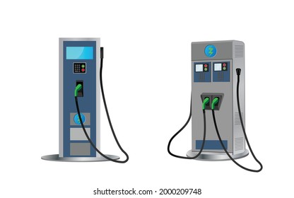 Charging station for electric car. 3d rendering EV charging stations or electric vehicle recharging stations. Power supply for electric car charging.