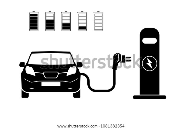 Charging\
station electric car black icons set.. Electric car charging icon\
isolated. Electric Vehicle electric car charging point icon vector.\
Renewable eco technologies. Vector\
illustration
