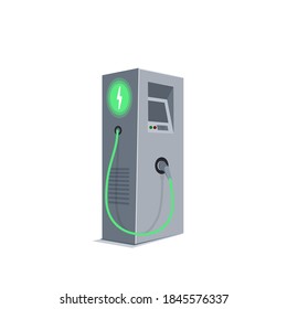 Charging station for electric car. E-charge. Green energy or eco concept. Vector 