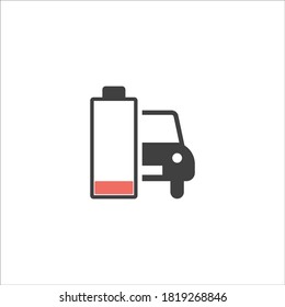 Charging station for an electric car. Eco transport vector illustration. Car battery charger socket with load indicator lights