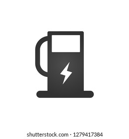 Charging station for electric car icon Vector Illustration. Charging station with electricity sign, lightning.