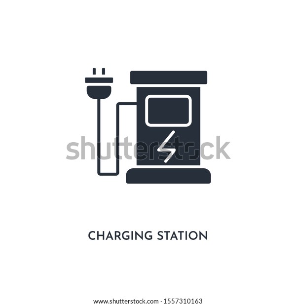 charging station for electric car icon. simple\
element illustration. isolated trendy filled charging station for\
electric car icon on white background. can be used for web, mobile,\
ui.