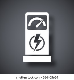 Charging station for electric car, vector icon