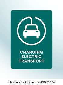 Charging station electric cars sign. Icon refueling electric car. Logo parking for recharge charge ecotransport. Vector symbol.